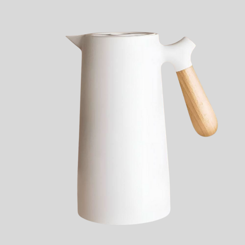 VetroLux | Carafe En Verre À Double Paroi Avec Poignée En Bois Pour Boissons Chaudes Et Froides | Valuna