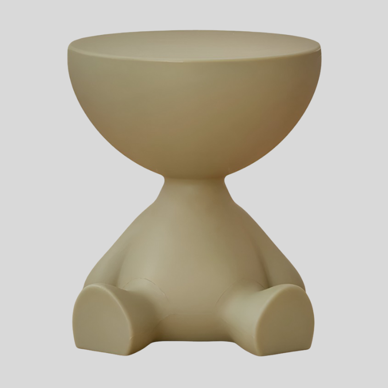 SoftRound | Table D’Appoint Ronde Crème / Table Basse Noire En Plastique Doux | Valuna