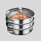 AuraSteam | Cuiseur Vapeur Premium En Acier Inoxydable Avec Couvercle Transparent Pour Une Cuisine Saine | Valuna