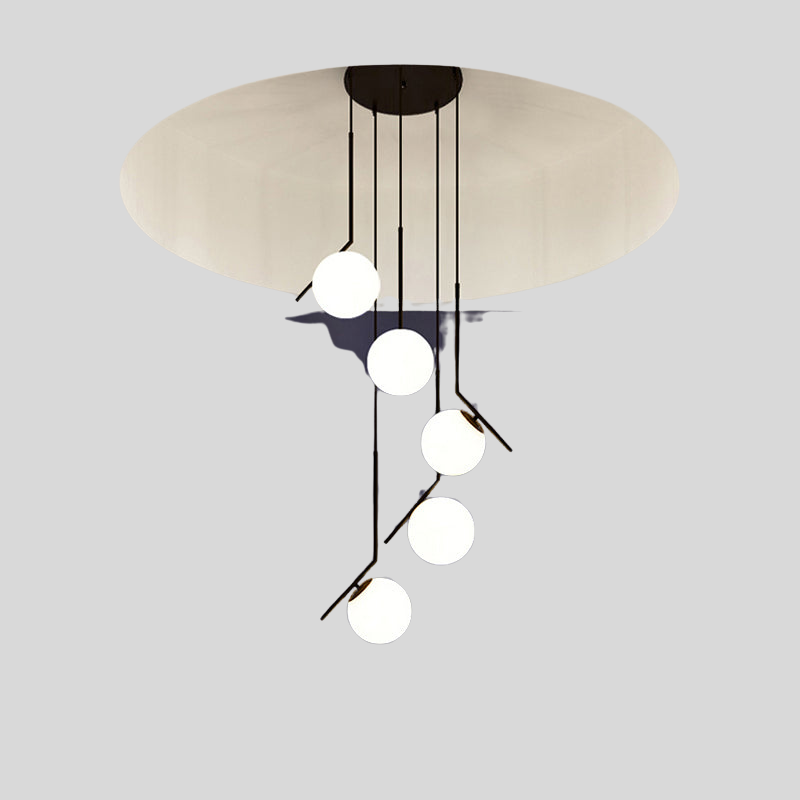 EnkelGlobe | Chandelier Multi-Lumière Noir – Lustre en Verre pour Escaliers & Halls | Valuna