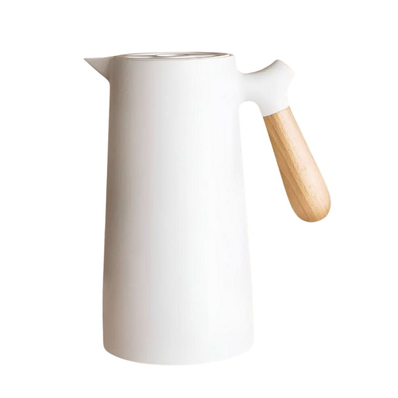 VetroLux | Carafe En Verre À Double Paroi Avec Poignée En Bois Pour Boissons Chaudes Et Froides | Valuna