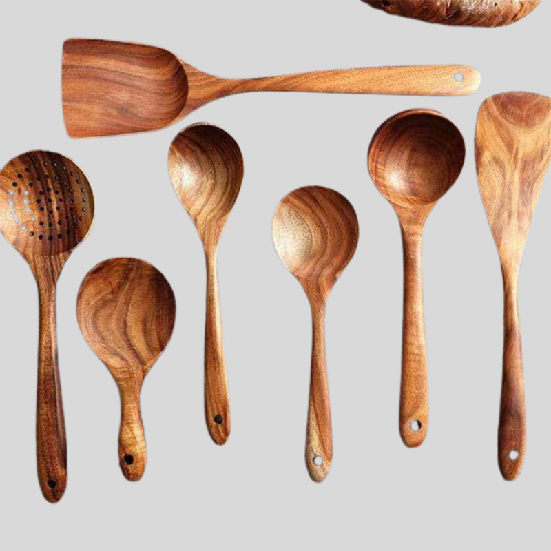 TeakWare | Ensemble D’Ustensiles De Cuisine Durable 7 Pièces | Valuna