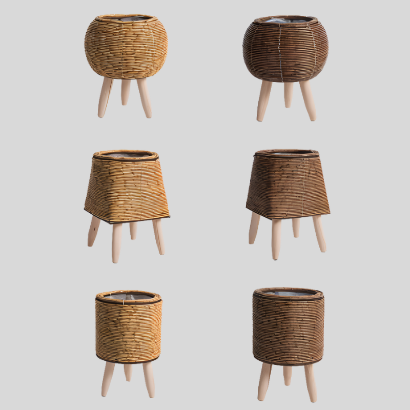 FauxRattan | Pot De Plante Rustique Fait Main – Panier À Fleurs Décoratif | Valuna