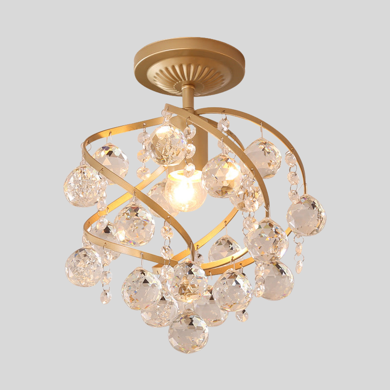 FacetLoop | Boucle Cristal Facetté Spirale – Applique Semi-Flush Postmoderne En Laiton | Valuna