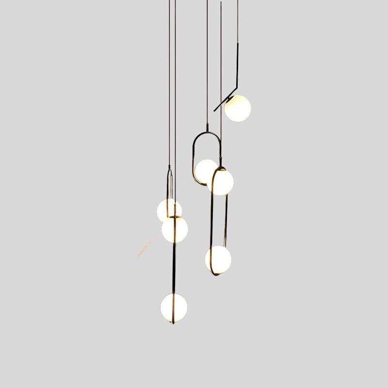 EnkelGlobe | Chandelier Multi-Lumière Noir – Lustre en Verre pour Escaliers & Halls | Valuna