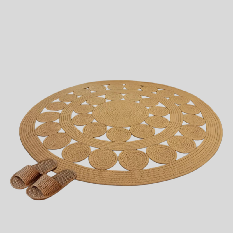 GeoRound | Tapis Rond Géométrique Antidérapant Pour Décoration Intérieure Et Bureau | Valuna