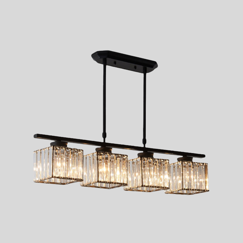 CrystalSquare | Lampe De Plafond Suspendue Carrée 3/4 Sources Pour Salle À Manger | Valuna