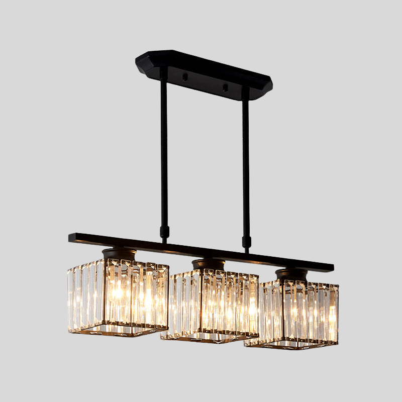 CrystalSquare | Lampe De Plafond Suspendue Carrée 3/4 Sources Pour Salle À Manger | Valuna