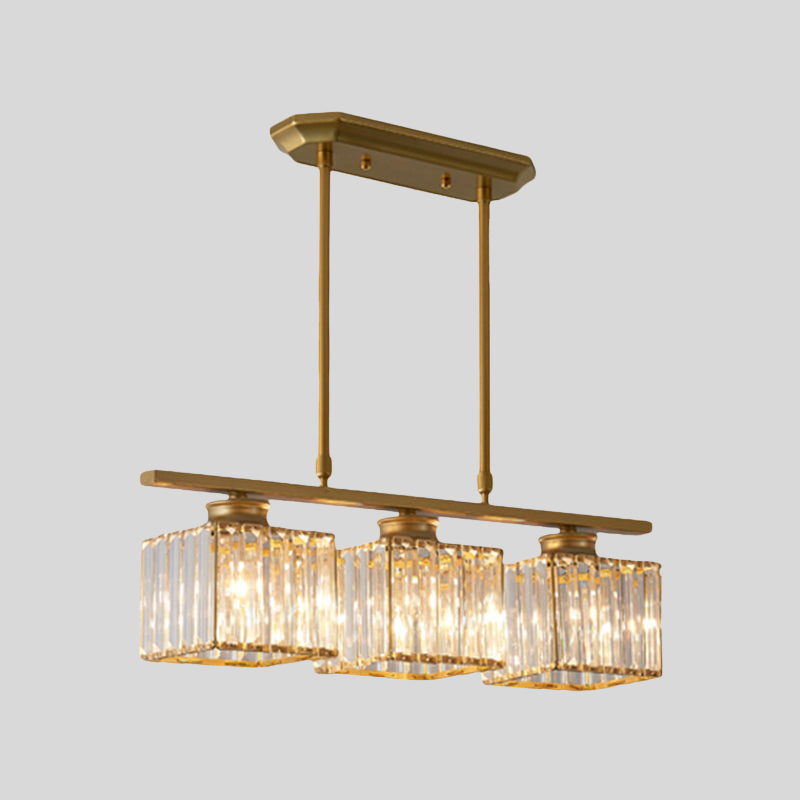 CrystalSquare | Lampe De Plafond Suspendue Carrée 3/4 Sources Pour Salle À Manger | Valuna