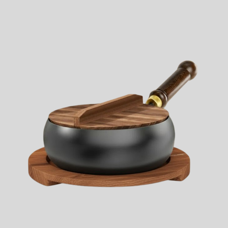 IronLuxon | Poêle En Fer Forgé Avec Poignée En Bois Et Couvercle En Option | Valuna