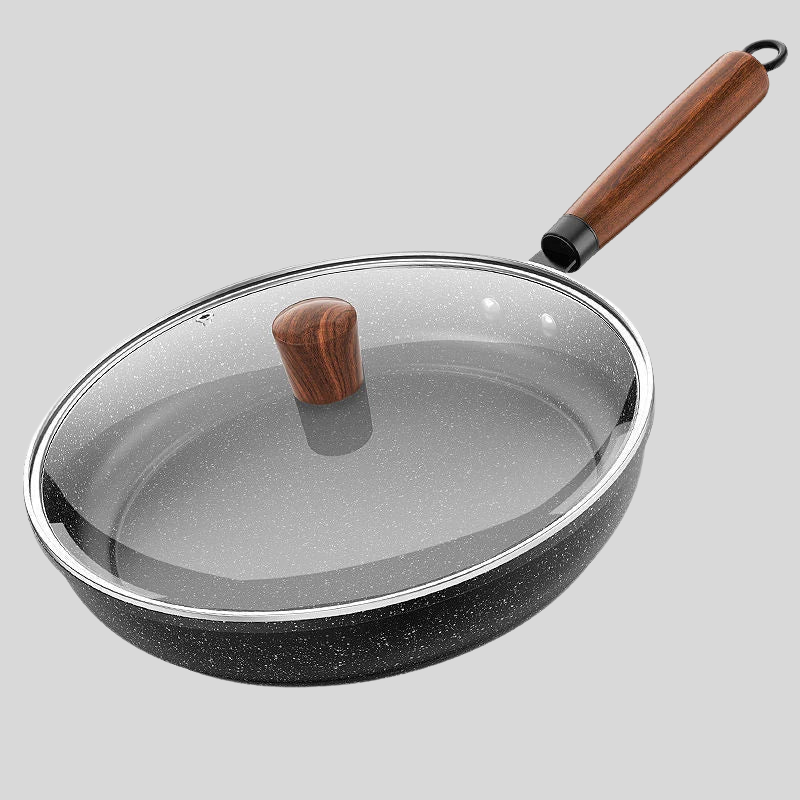 GastriQon | Poêle Antiadhésive En Pierre Maifan 30 Cm Avec Couvercle Pour Cuisinières À Gaz Et À Induction | Valuna