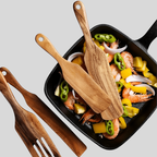 Ensemble d'Ustensiles de Cuisine en Bois de Teck - Valuna