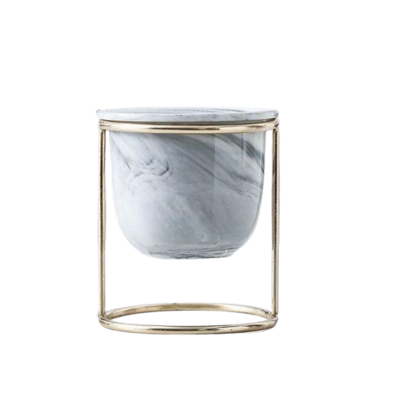 Vase En Céramique Marbrée | Pot De Fleurs Élégant Pour Étagère Et Table | Valuna