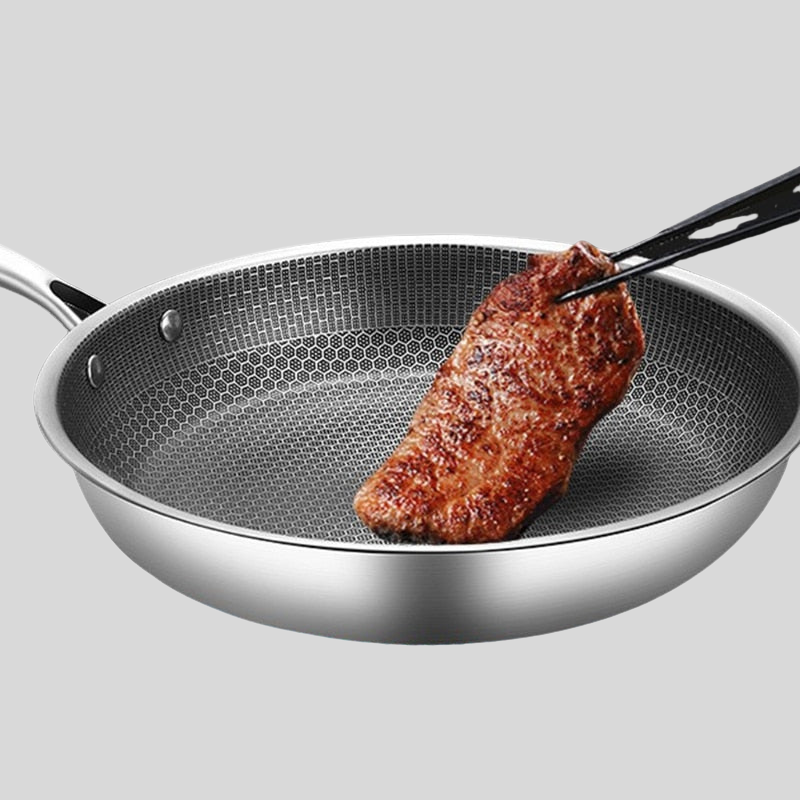 Poêle Inox PixelTech | Poêle En Acier Inoxydable Antiadhésive Pour Une Cuisson Saine | Valuna