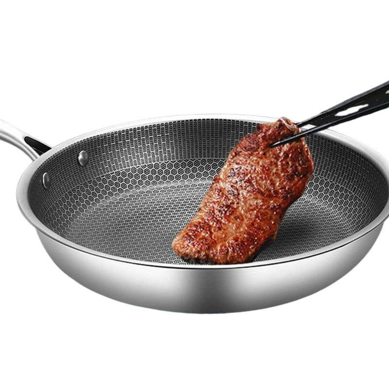 Poêle Inox PixelTech | Poêle En Acier Inoxydable Antiadhésive Pour Une Cuisson Saine | Valuna