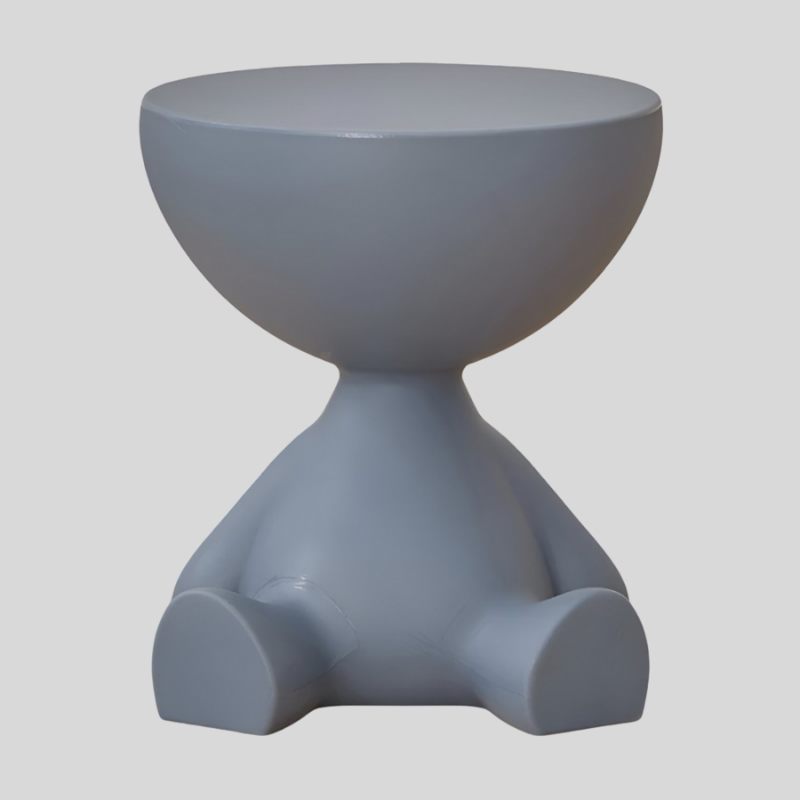 SoftRound | Table D’Appoint Ronde Crème / Table Basse Noire En Plastique Doux | Valuna