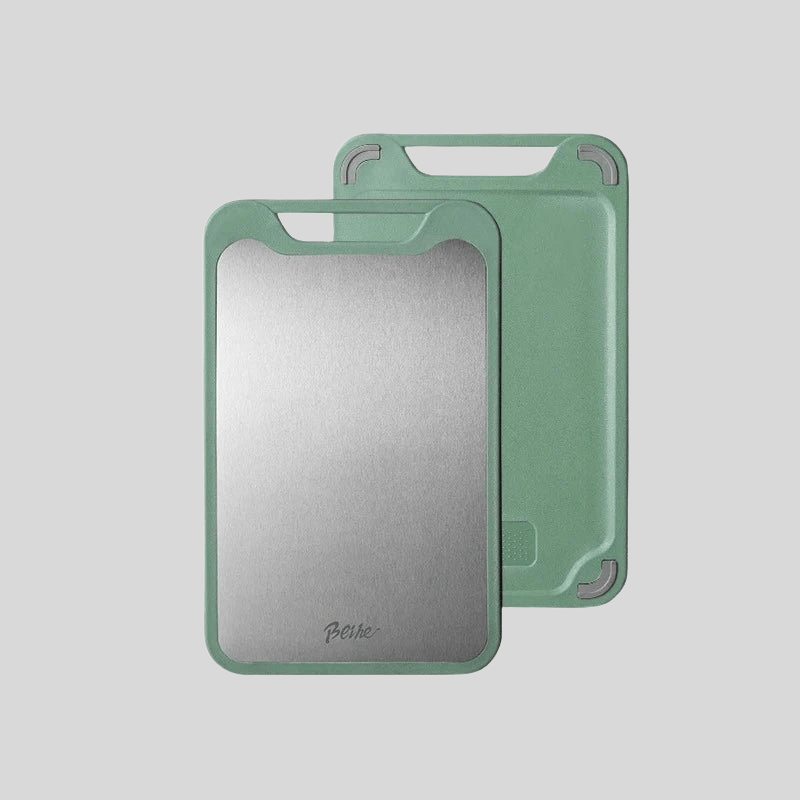 SteelCrest | Planche À Découper En Acier Inoxydable Double Face Avec Surface Antiadhésive Et Rigole À Jus | Valuna