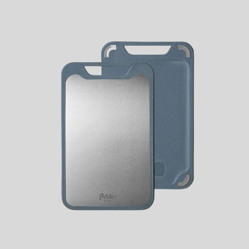 SteelCrest | Planche À Découper En Acier Inoxydable Double Face Avec Surface Antiadhésive Et Rigole À Jus | Valuna