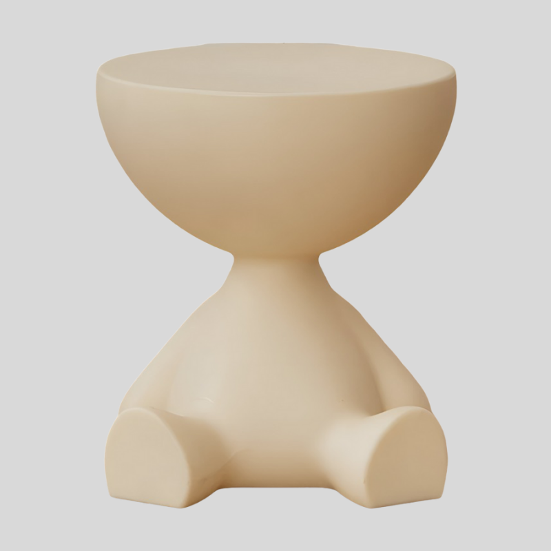 SoftRound | Table D’Appoint Ronde Crème / Table Basse Noire En Plastique Doux | Valuna