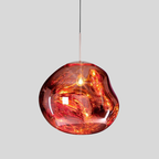 ModernSuspense | Lampe Suspendue Irrégulière Verre Argent/Rouge – 1 Lumière Salle à Manger | Valuna