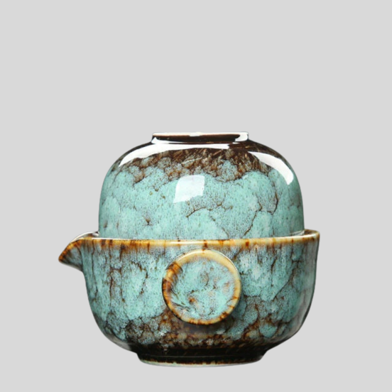 KuaiKe | Ensemble De Gaiwan En Céramique Pour Thé De Camping Kung Fu Avec Théière Et Tasse | Valuna