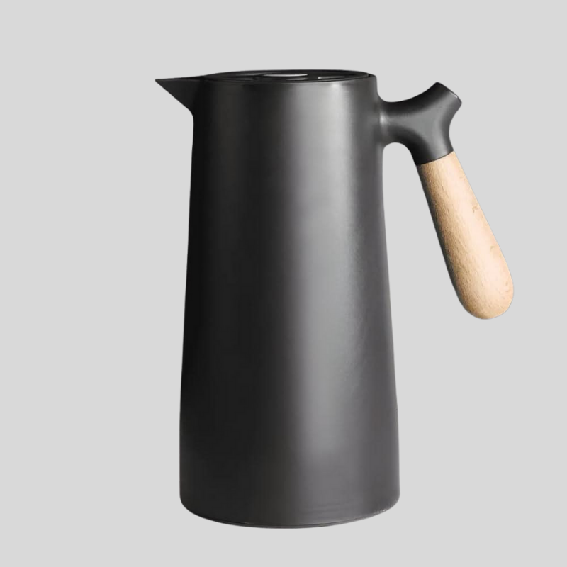 VetroLux | Carafe En Verre À Double Paroi Avec Poignée En Bois Pour Boissons Chaudes Et Froides | Valuna