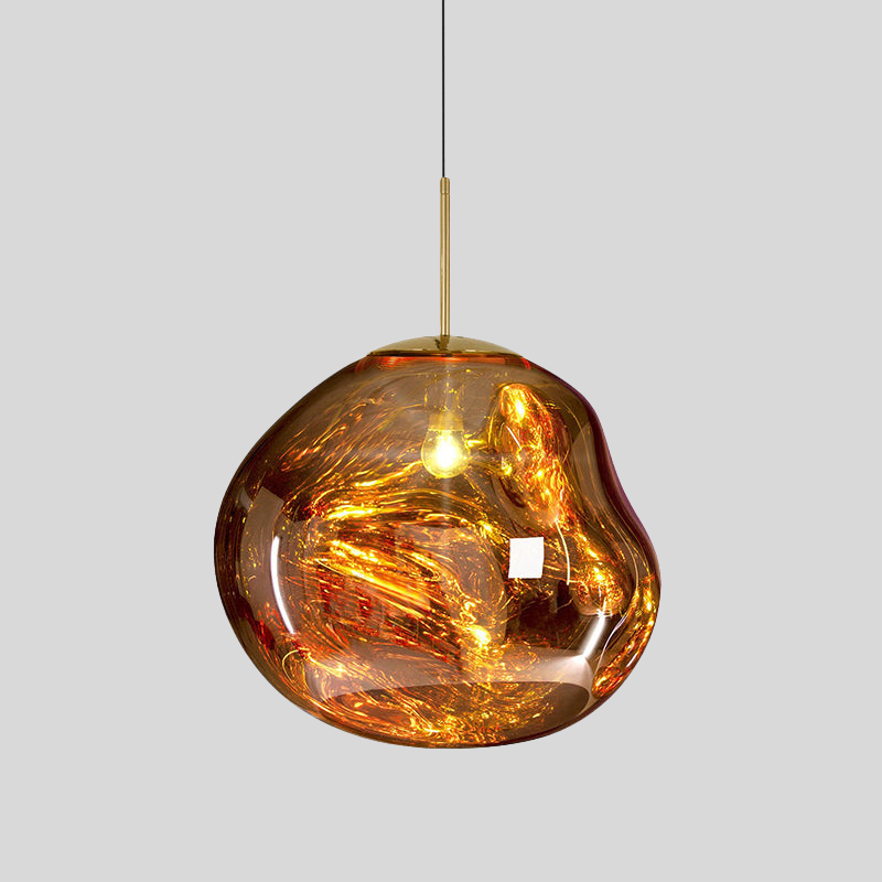 ModernSuspense | Lampe Suspendue Irrégulière Verre Argent/Rouge – 1 Lumière Salle à Manger | Valuna