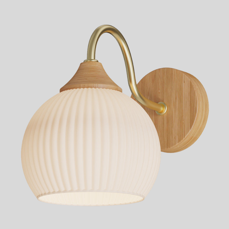 Ozawa Nordic | Applique Murale Led En Verre Et Bois Pour Chambre Et Salon | Valuna