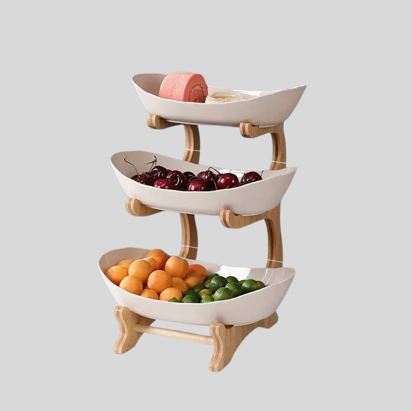 TierFruit | Corbeille à Fruits Ovale à 2 ou 3 Étages – Organisation Élégante | Valuna