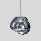 ModernSuspense | Lampe Suspendue Irrégulière Verre Argent/Rouge – 1 Lumière Salle à Manger | Valuna