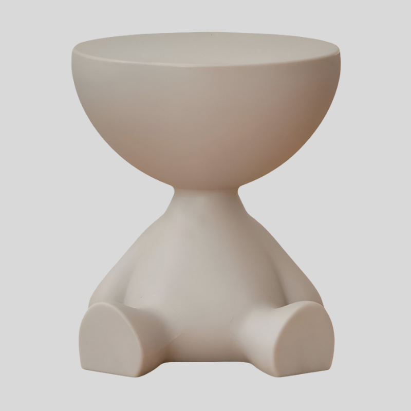 SoftRound | Table D’Appoint Ronde Crème / Table Basse Noire En Plastique Doux | Valuna