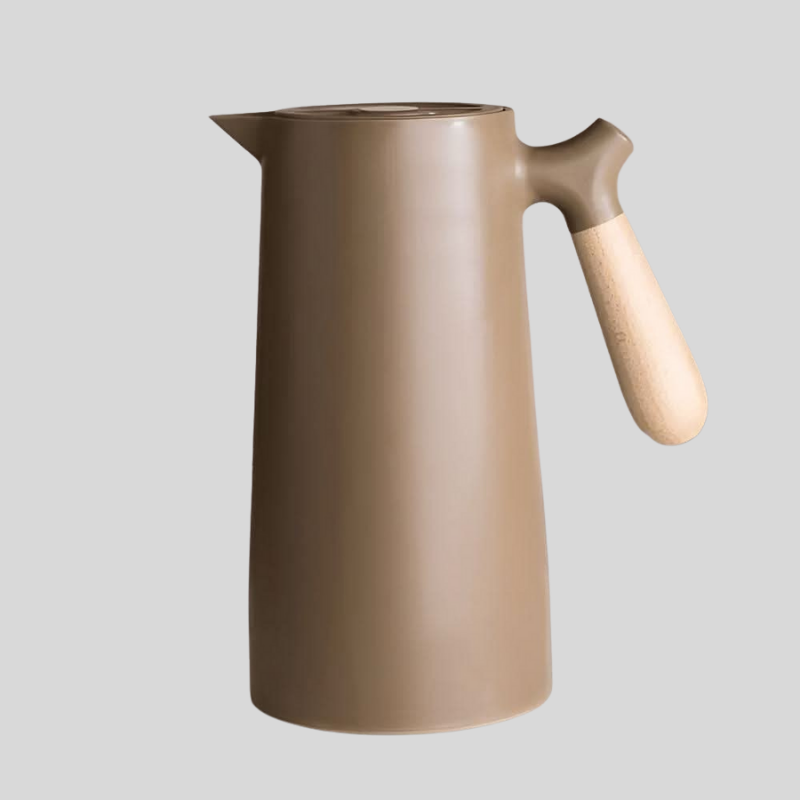 VetroLux | Carafe En Verre À Double Paroi Avec Poignée En Bois Pour Boissons Chaudes Et Froides | Valuna