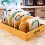 Organiseur En Bambou | Rangement De Couvercles Gain De Place Pour Cuisine | Valuna