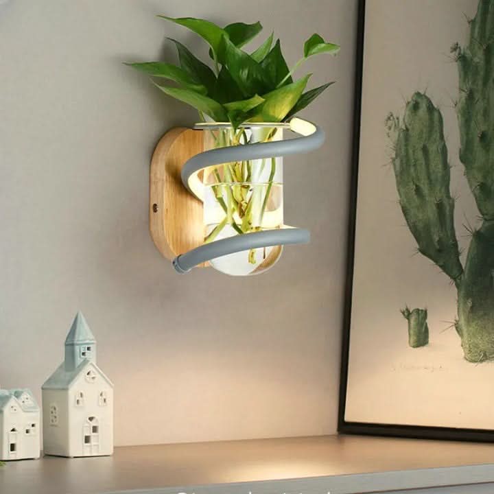 LumiVase | Applique Murale En Bois Led Pour Éclairage Extérieur Et Décoration Florale | Valuna