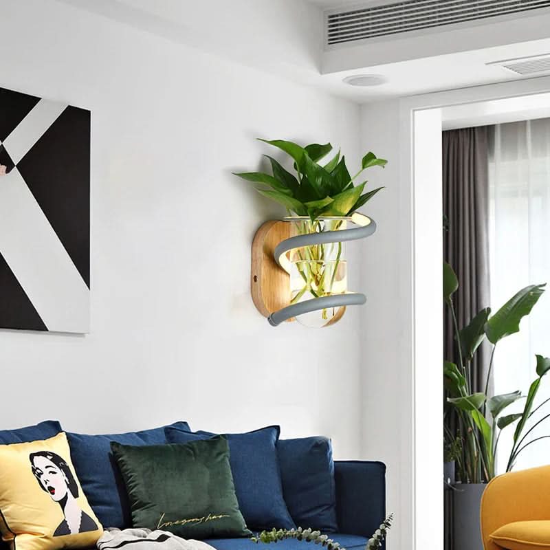 LumiVase | Applique Murale En Bois Led Pour Éclairage Extérieur Et Décoration Florale | Valuna