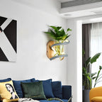 LumiVase | Applique Murale En Bois Led Pour Éclairage Extérieur Et Décoration Florale | Valuna