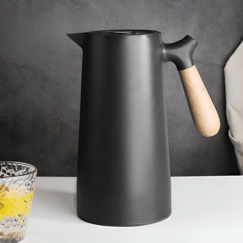 VetroLux | Carafe En Verre À Double Paroi Avec Poignée En Bois Pour Boissons Chaudes Et Froides | Valuna