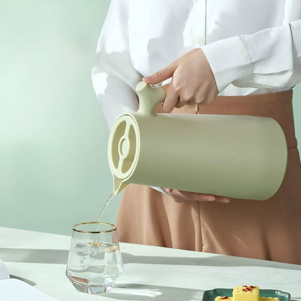 VetroLux | Carafe En Verre À Double Paroi Avec Poignée En Bois Pour Boissons Chaudes Et Froides | Valuna