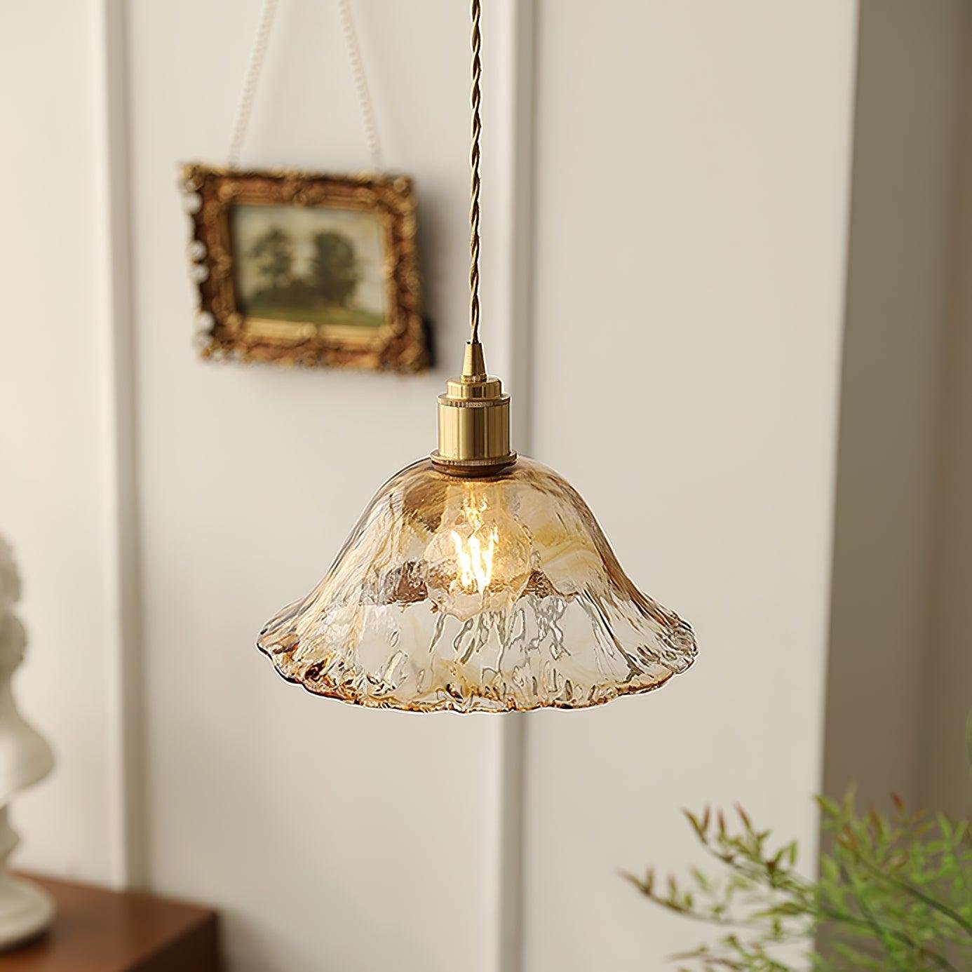 AmberGlow | Suspension Brune En Verre Légèrement Scintillant – Style Intérieur Raffiné | Valuna