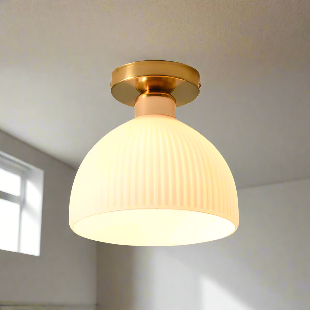 Lampe de Plafond Moderne en Verre | Blanc Laiteux | Valuna