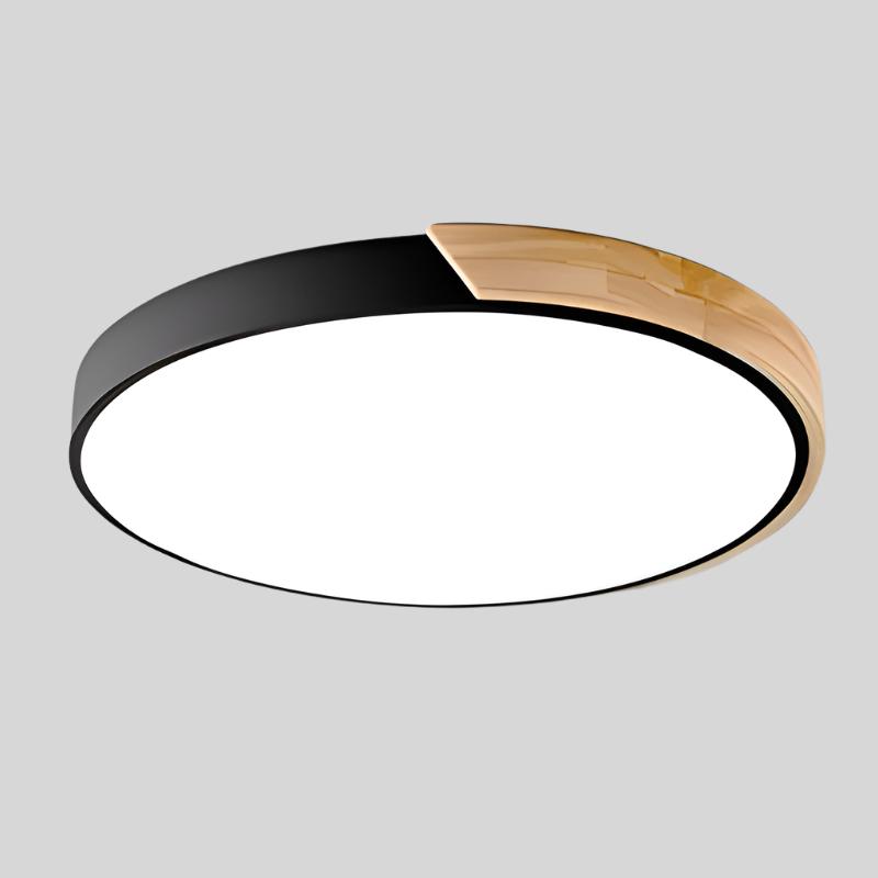 Lampe De Plafond Circulaire LED En Bois Et Métal Style Nordique - Valuna