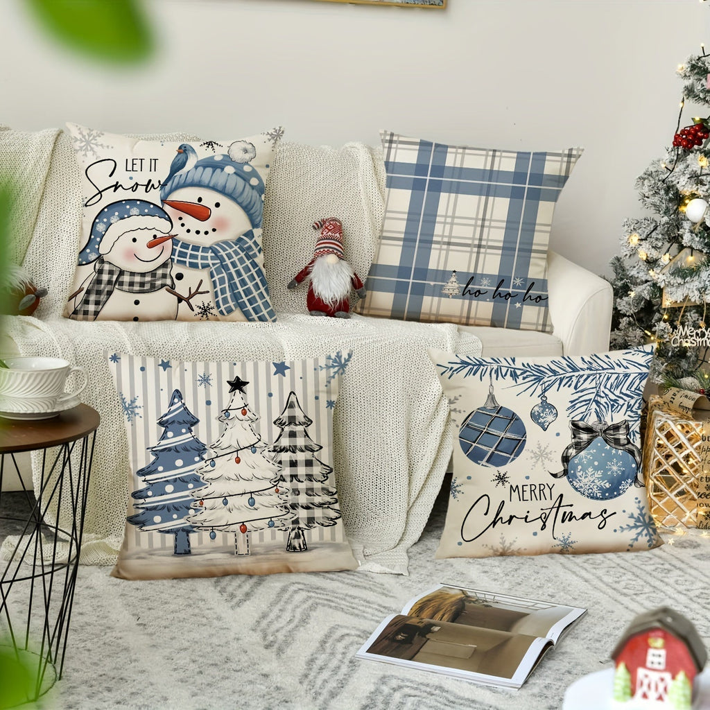 Confort Festif Pour Votre Maison | Ensemble De 4 Housses De Coussin De Noël | Valuna