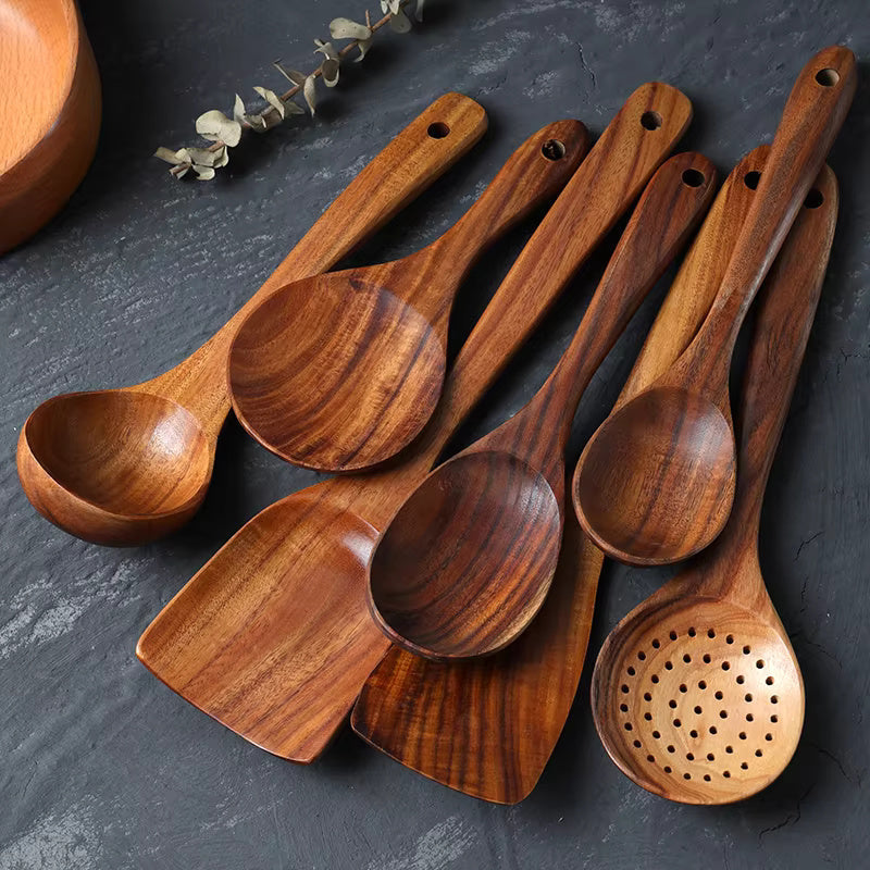 TeakWare | Ensemble D’Ustensiles De Cuisine Durable 7 Pièces | Valuna