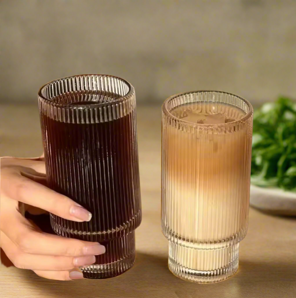 NoirStripe | Set De 6 Verres Rayés Noirs Au Design Moderne Et Élégant | Valuna