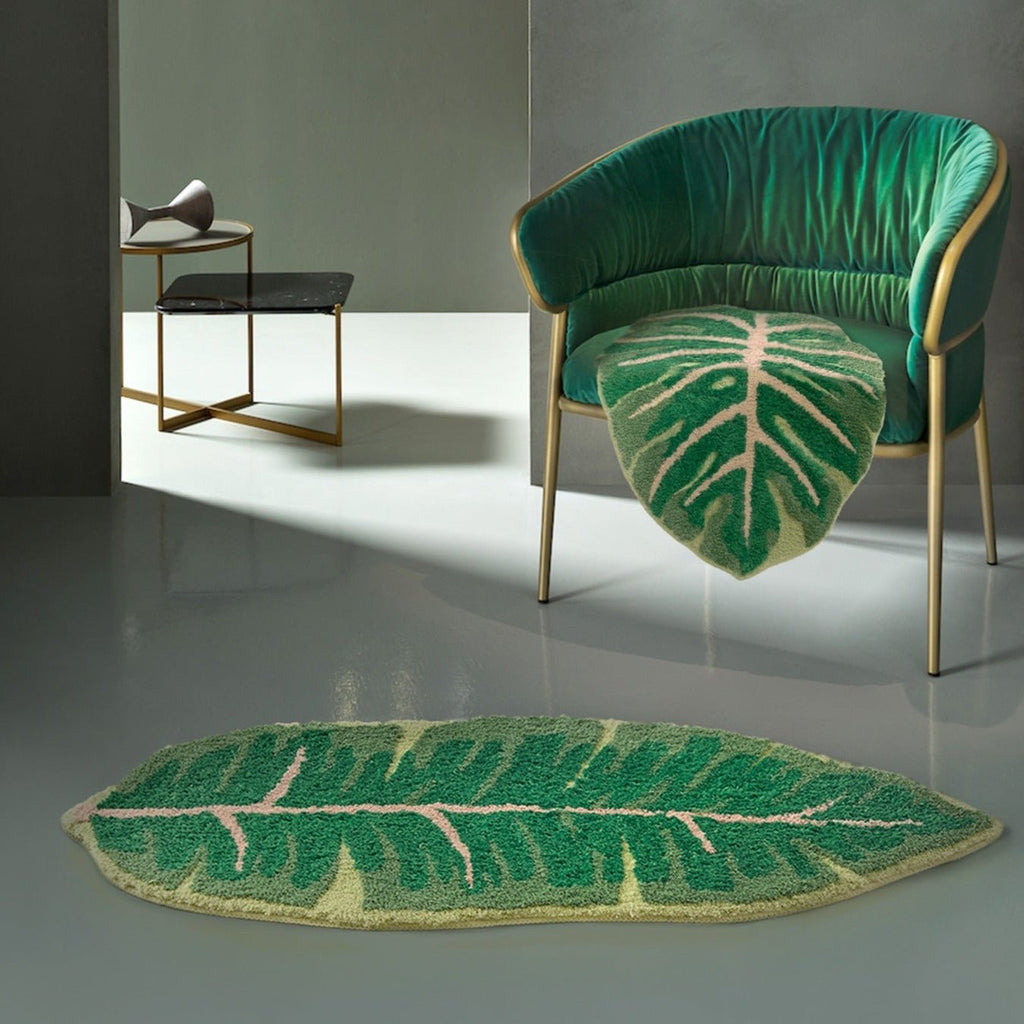 GreenMonstera | Tapis Motif Monstera & Feuille De Bananier – Antidérapant & Facile d’Entretien | Valuna