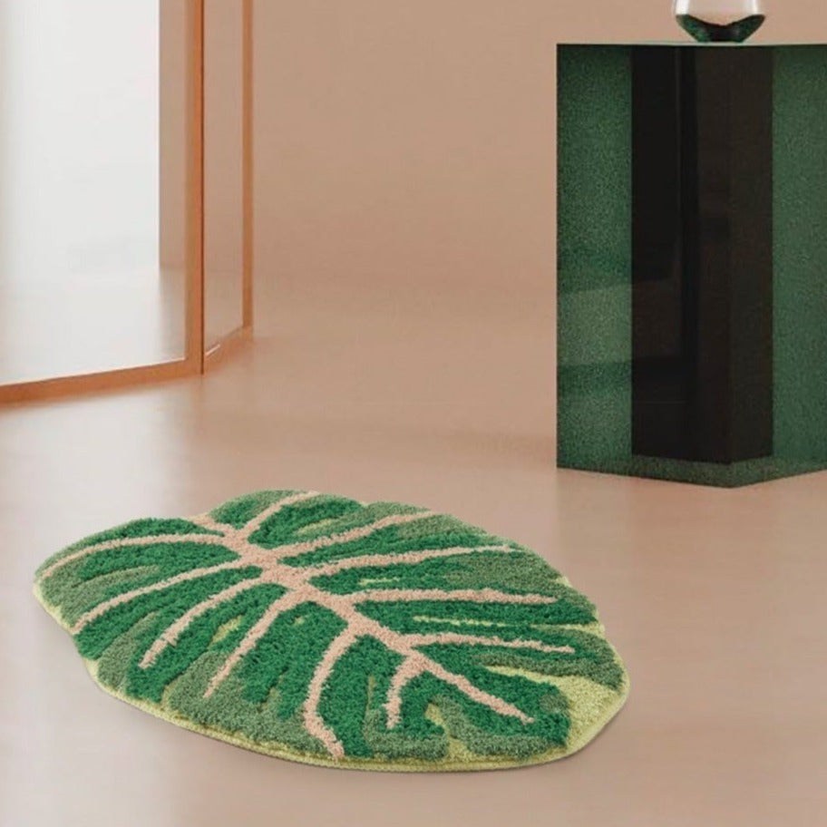 GreenMonstera | Tapis Motif Monstera & Feuille De Bananier – Antidérapant & Facile d’Entretien | Valuna