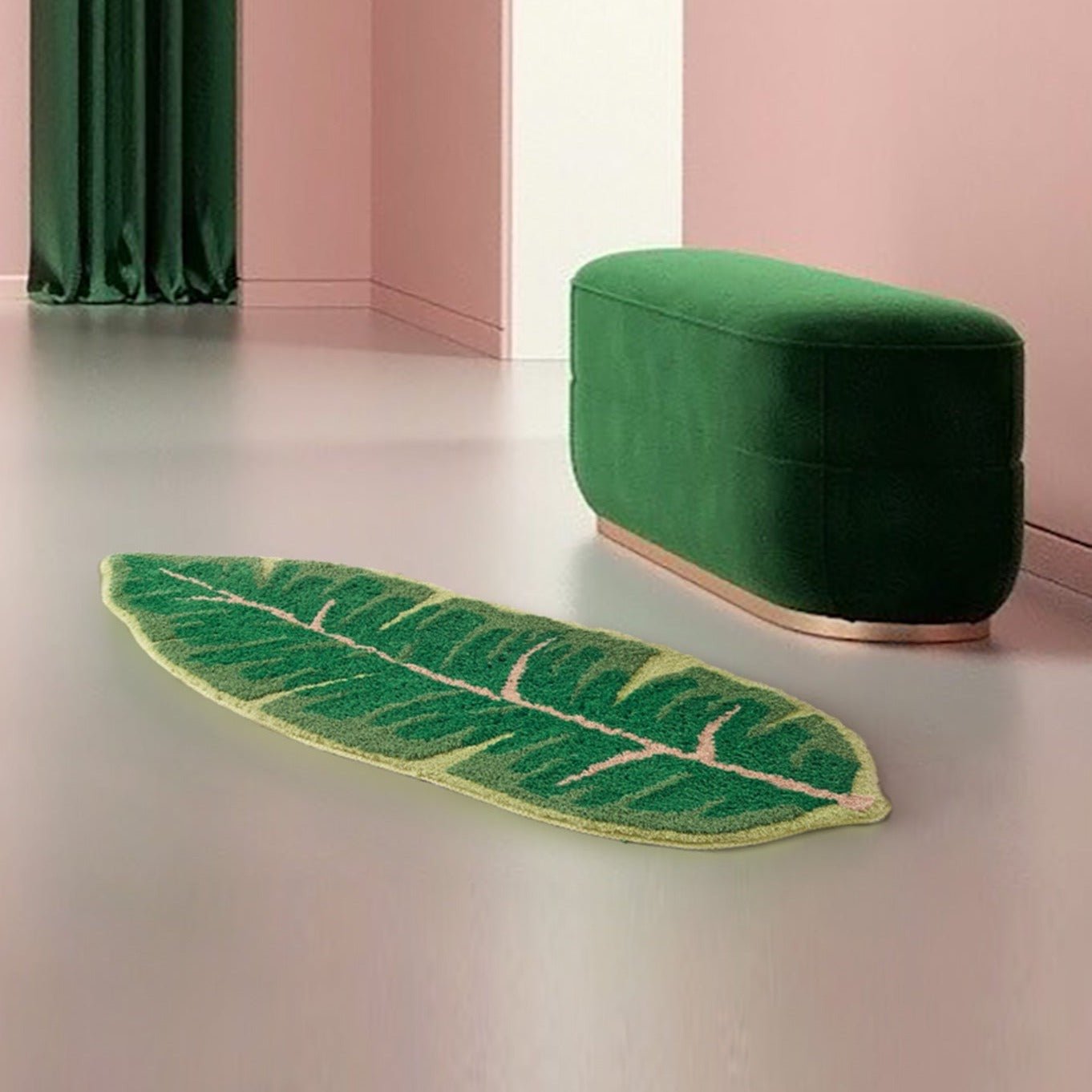 GreenMonstera | Tapis Motif Monstera & Feuille De Bananier – Antidérapant & Facile d’Entretien | Valuna