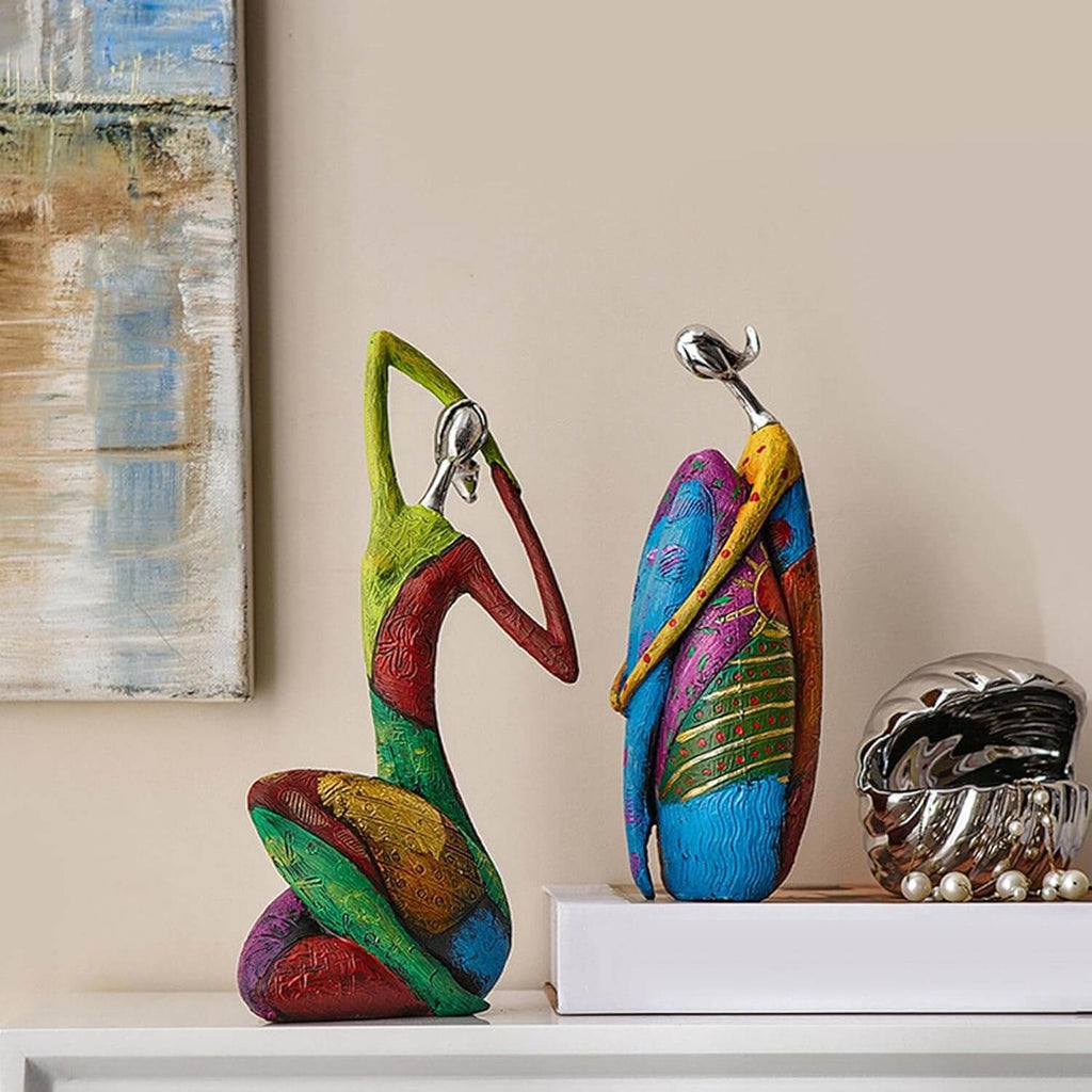 Abstrait | Sculpture En Résine Avec Détails Métalliques | Valuna