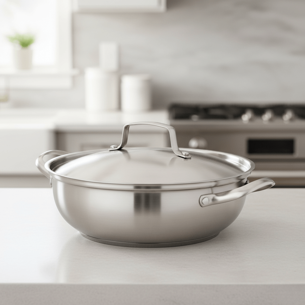 EcoHeat | Casserole En Acier Inoxydable 26 Cm Avec Répartition Uniforme De Chaleur | Valuna