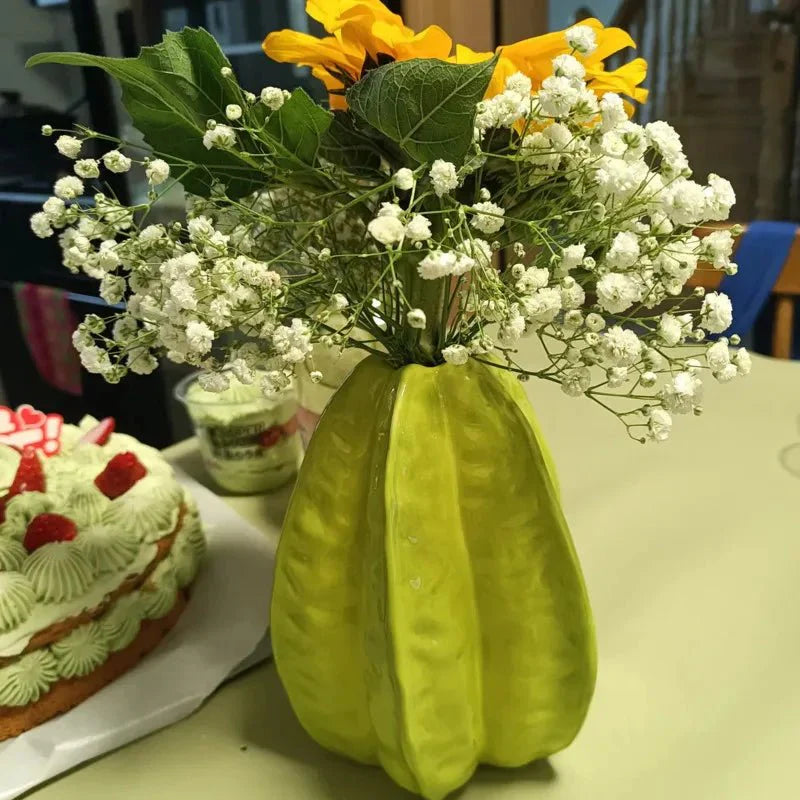 Starbelle | Vase À Fleurs En Céramique En Forme De Carambole | Valuna